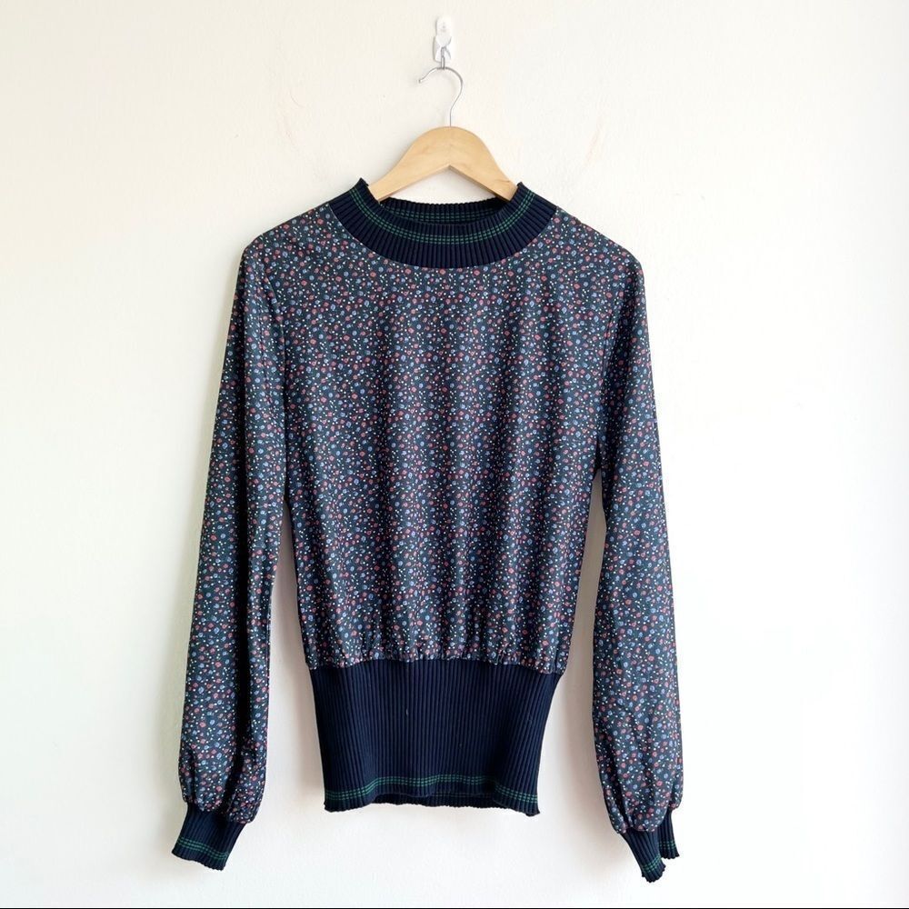 Jack + Avery Navy Floral Blouse